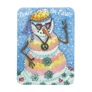 GROOVY SNOWMAN "PEACE ON AARTH" CHRISTMAS MAGNET MAGNEET