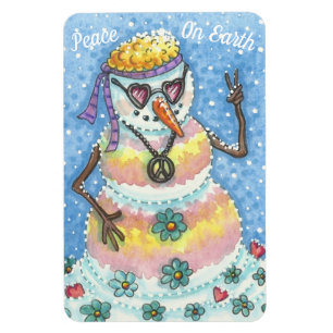GROOVY SNOWMAN "PEACE ON AARTH" CHRISTMAS MAGNET MAGNEET