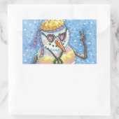 GROOVY SNOWMAN, PEACE SIGN KERST STICKERS Rec. (Tas)