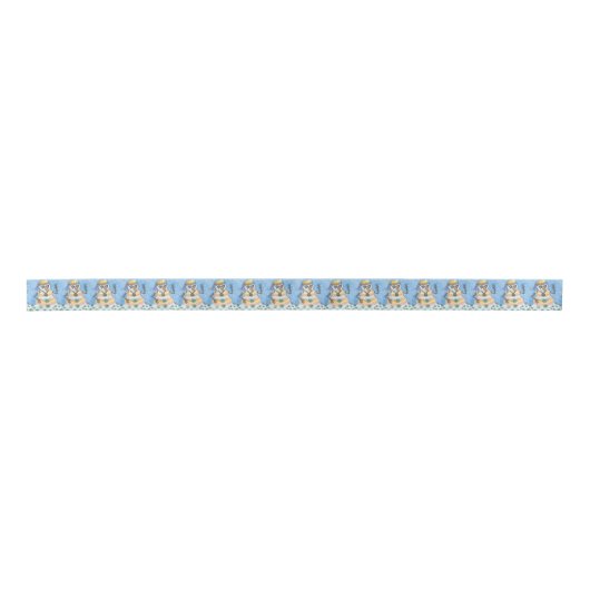 GROOVY SNOWMAN, PEACE SIGN RETRO CHRISTMAS RIBBON LINT (Voorkant)