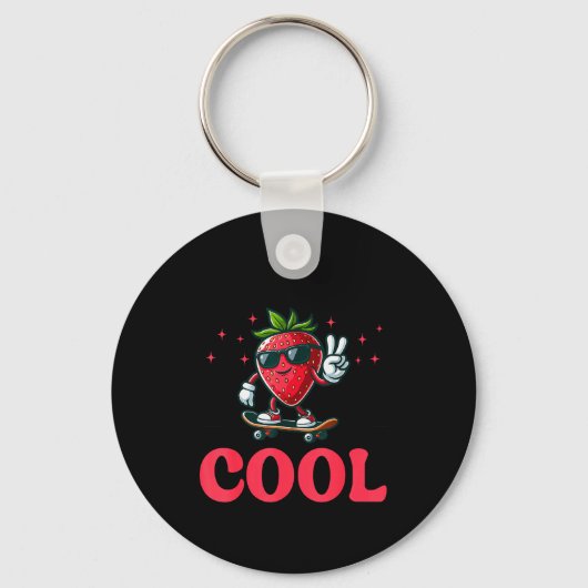 Groovy So Berry Cool Fruit Lover Strawberry Season Sleutelhanger (Voorkant)