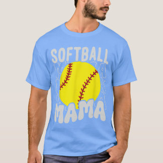 Groovy Softbal Mama Softbal Dochters Game Moeder T-shirt