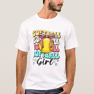 Groovy Softbal Meisje Meisjes Coquette Boog Softba T-shirt