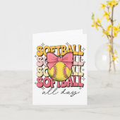Groovy Softball Coquette Bow Softball Lover Softba Kaart (Gele Bloem)