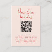Groovy Sparkle Roze Foto QR Code Bruiloft RSVP Informatiekaartje (Voorkant)