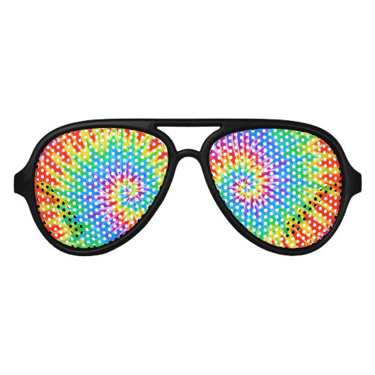Groovy Spiral Rainbow Tie Dye Aviator Zonnebril (Voorkant)