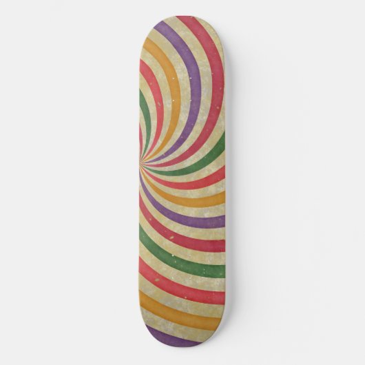 Groovy Spiral Sunbeam Ray Swirl Design Grungy Skateboard (Voorkant)