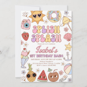 Groovy Splish Splash Beach Bash Verjaardag Kaart