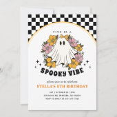 Groovy Spooky Girl Halloween Birthday Invitation Kaart (Voorkant)