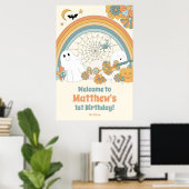 Groovy Spooky Halloween Ghost Welkomstbord Poster (Thuiskantoor)