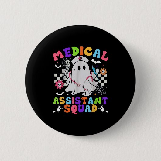 Groovy Spooky Medical Istant Squad Cute Halloween  Ronde Button 5,7 Cm (Voorkant)