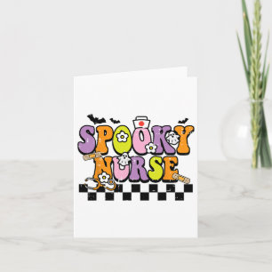 Groovy Spooky Nurse Retro Halloween Nurse Herfst S Kaart