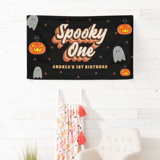 Groovy Spooky One 1st Birthday Halloween Retro 70s Spandoek (Insitu)