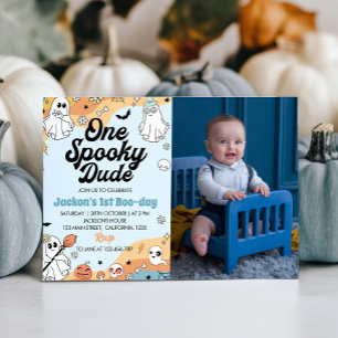 Groovy Spooky One Ghost 1e Verjaardag Uitnodiging