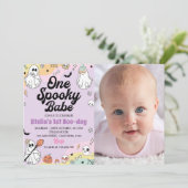 Groovy Spooky One Ghost 1e Verjaardag Uitnodiging (Staand voorkant)