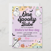 Groovy Spooky One Ghost Verjaardag uitnodiging (Voorkant)