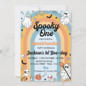 Groovy Spooky One Ghost Verjaardag uitnodiging (Voorkant)