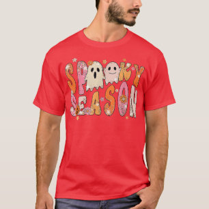 Groovy Spooky Season Boo Floral Ghost Pumpkin Hall T-shirt