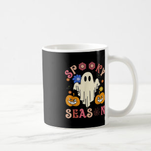 Groovy Spooky Seizoen Leuke Ghost Holding Pompoen  Koffiemok