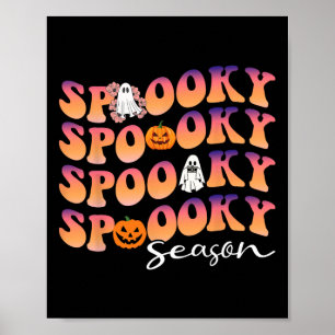 Groovy Spooky Seizoen Leuke Pompoen Halloween Poster