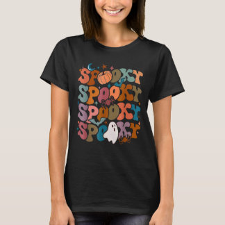 Groovy Spooky Vibes  Floral Ghost Hippie Ha T-shirt