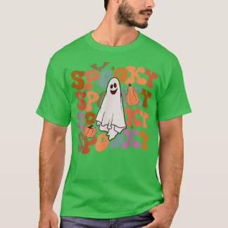 Groovy Spooky Vibes  Floral Ghost Hippie Ha T-shirt