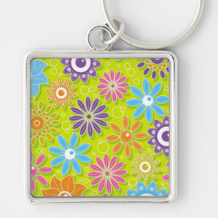 Groovy Spring Flower Power Sleutelhanger