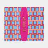 Groovy Squares Neon Pink Blue Yellow Green Name Fleece Deken (Voorkant (Horizontaal))