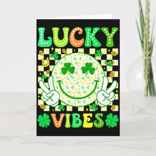 Groovy St. Patrick's Dag Geluks Vibes Klaver Vrouw Kaart