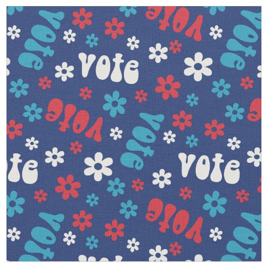 Groovy stempatroon marine stof (Close Up)