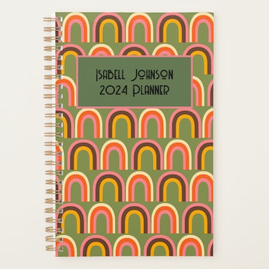 Groovy  stijl regenboog golven kleurrijk planner (Voorkant)