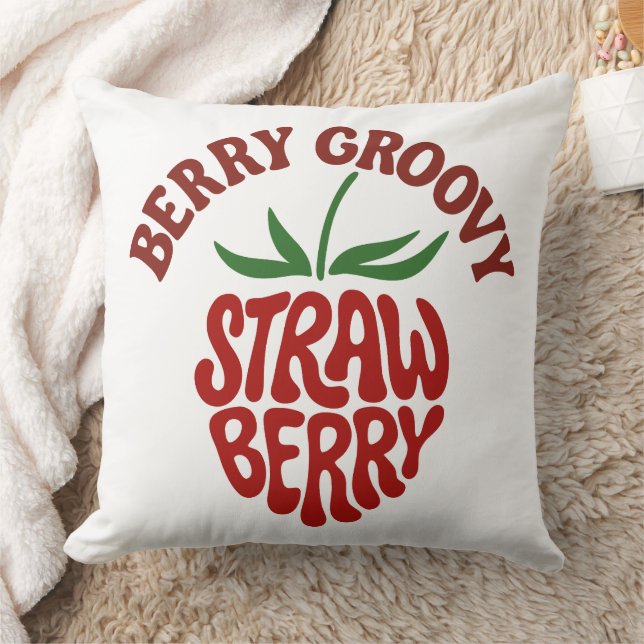 Groovy Strawberry Retro 70s Vibes Kussen (Deken)