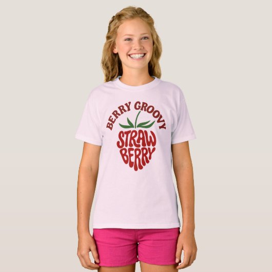 Groovy Strawberry Retro 70s Vibes T-shirt (Voorkant volledig)