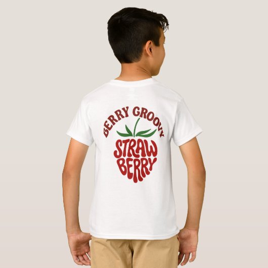 Groovy Strawberry Retro 70s Vibes T-shirt (Achterkant volledig)