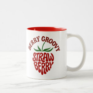 Groovy Strawberry Retro 70s Vibes Tweekleurige Koffiemok