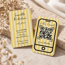 Groovy Strepen Geel Handgeschreven QR Code