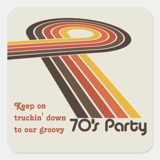 Groovy Stripes 70s Vierkante Sticker (Voorkant)