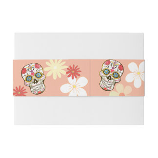 Groovy Sugar Skull Soft Colors Retrobloemen Uitnodigingen Wikkel
