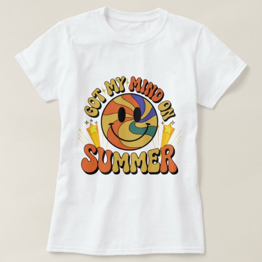 Groovy Summer Vibes Smiley T-shirt (Design voorkant)