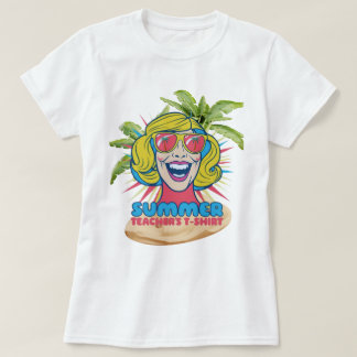 Groovy Summer Vibes Smiley T-shirt voor docenten