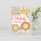 Groovy Sunshine Birthday Invitation Kaart (Staand voorkant)