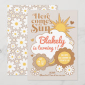 Groovy Sunshine Birthday Invitation Kaart (Voorkant / Achterkant)
