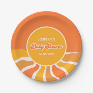 Groovy Sunshine jaren 60 Retro Baby shower Papieren Bordje