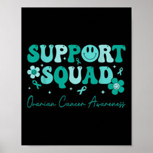 Groovy Support Squad Blauwgroen lint eierstokkanke Poster