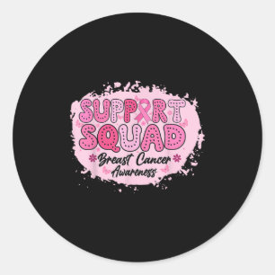 Groovy Support Squad Breast Cancer Awareness Roze Ronde Sticker