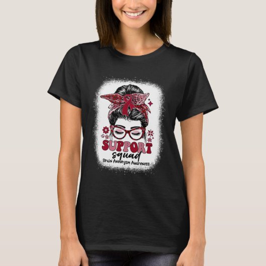 Groovy Support Squad Messy Bun Brain Aneurysm T-shirt (Voorkant)