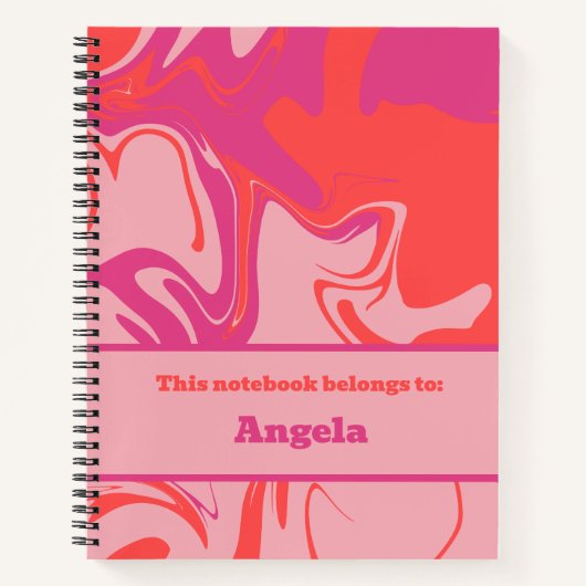 Groovy swirly sinaasappel en roze aanpasbaar notitieboek (Voorkant)