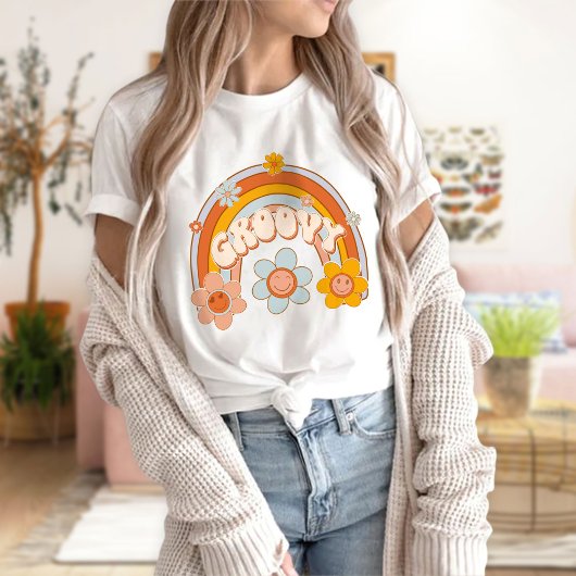 Groovy T-shirt | T-shirt met gestreepte retro | Re