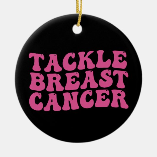 Groovy Tackle Breast Cancer Awareness Keramisch Ornament (Voorkant)
