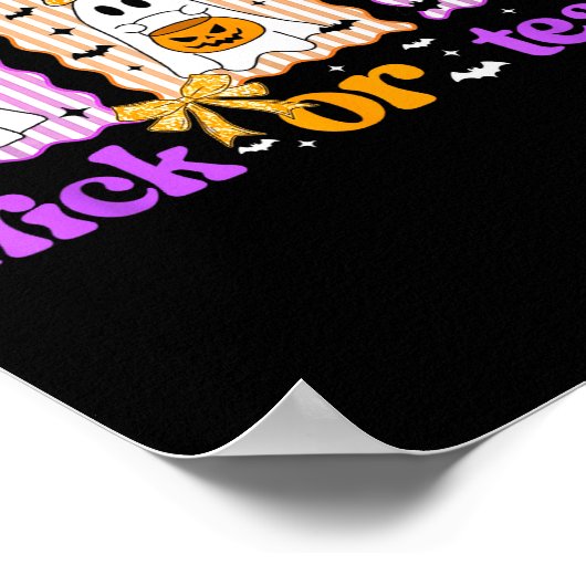 Groovy Teacher Halloween Trick Or Teach Ghost Men Poster (Hoek)